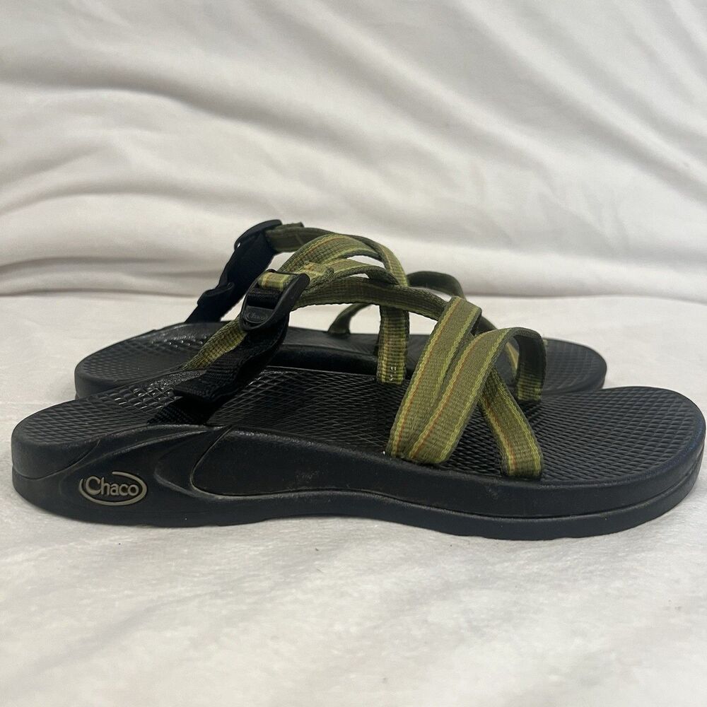 Chaco Z/Volv Women Strappy Hiking Sandals Green Olive Orange Sport Shoes Size 7